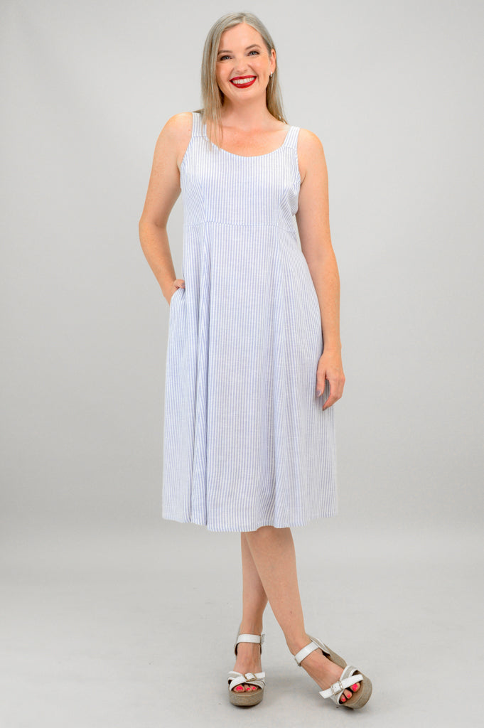 Shauna Dress, Summer Stripe, Linen Bamboo