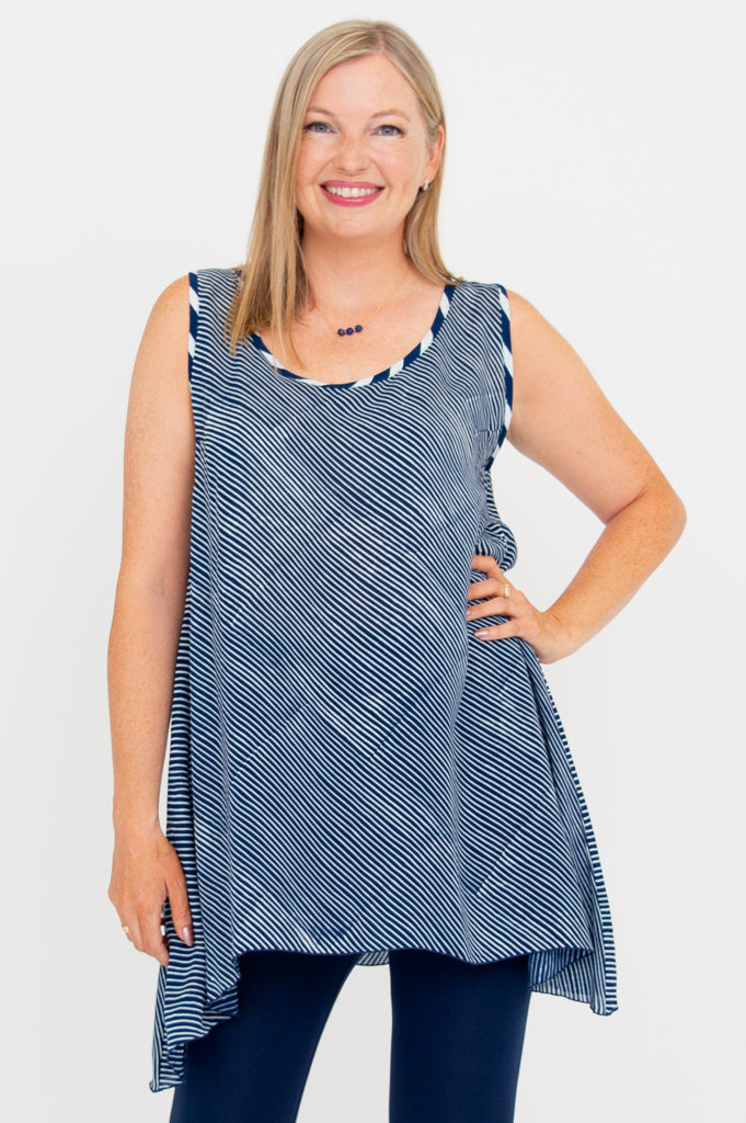 Swing Tank, Indigo Stripe