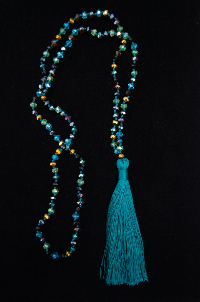 Teal Tassel Necklace