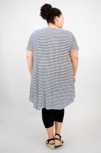 Tommy Dress, Blk White Stripes, Linen