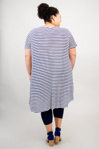 Tommy Dress, Blk White Stripes, Linen