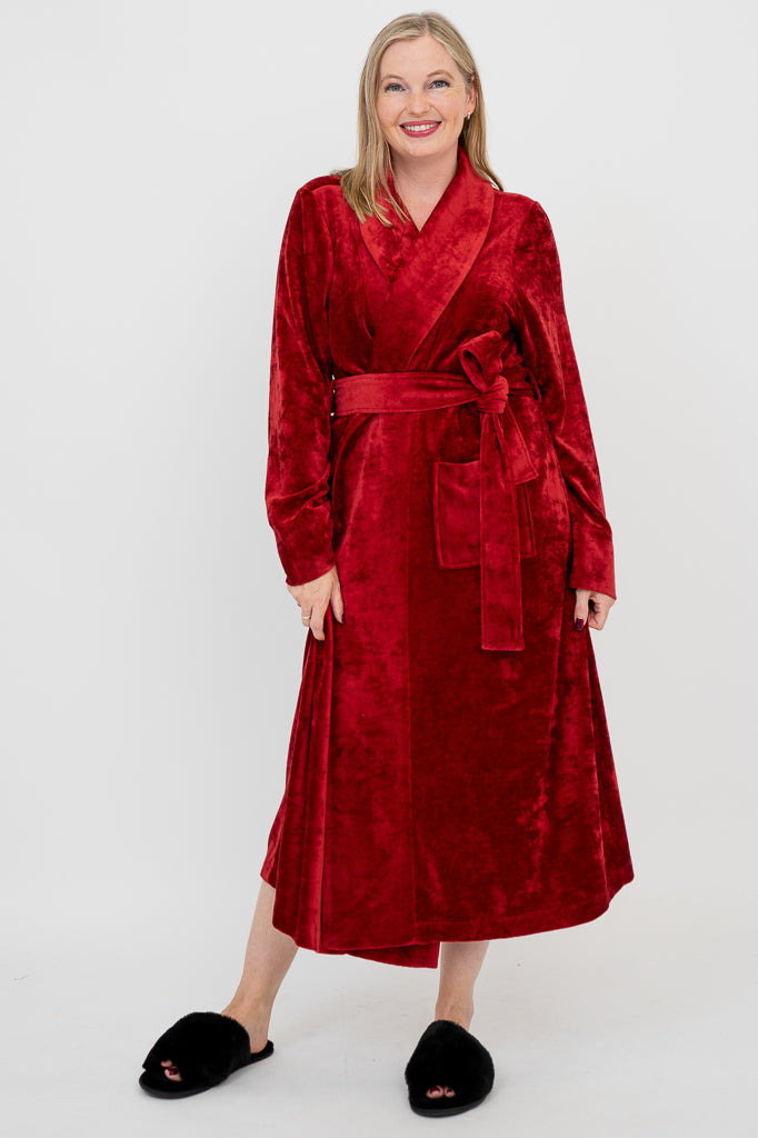 Velvet Robe, Burgundy, Bamboo