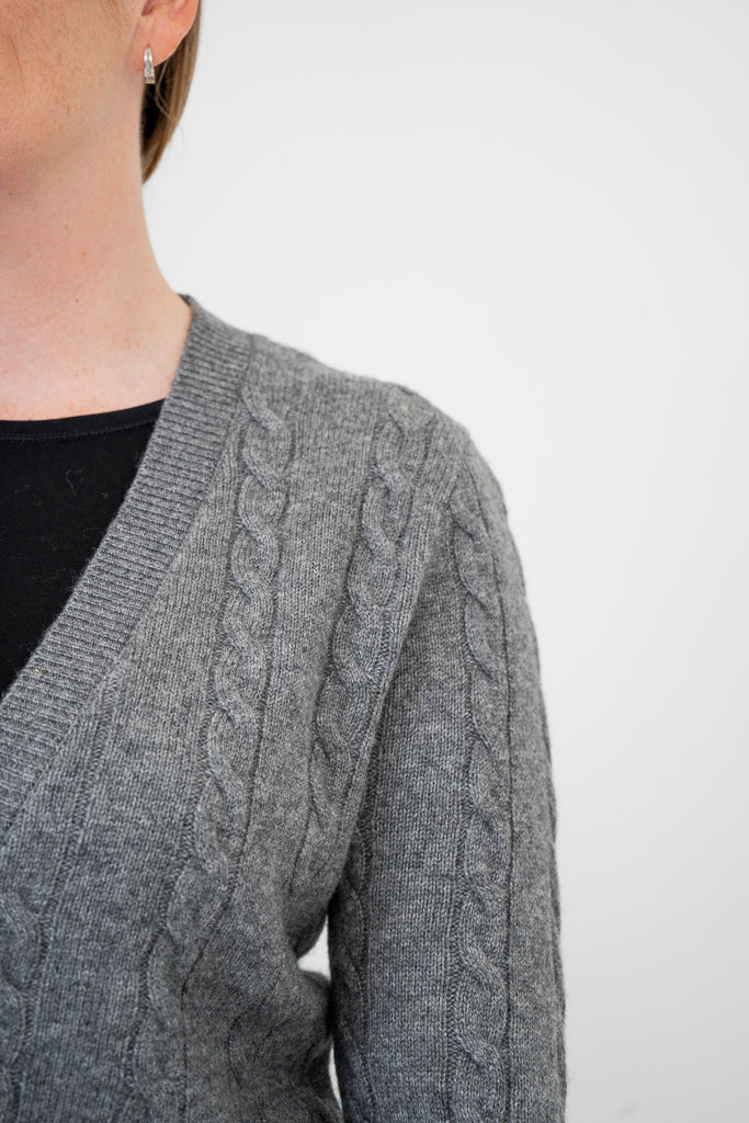 Ventura Cardigan, Grey, Wool Cashmere