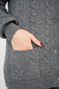 Ventura Cardigan, Grey, Wool Cashmere