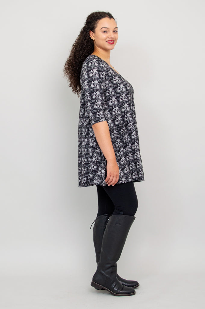 Veronica Tunic, Grey Star, Bamboo - Final Sale