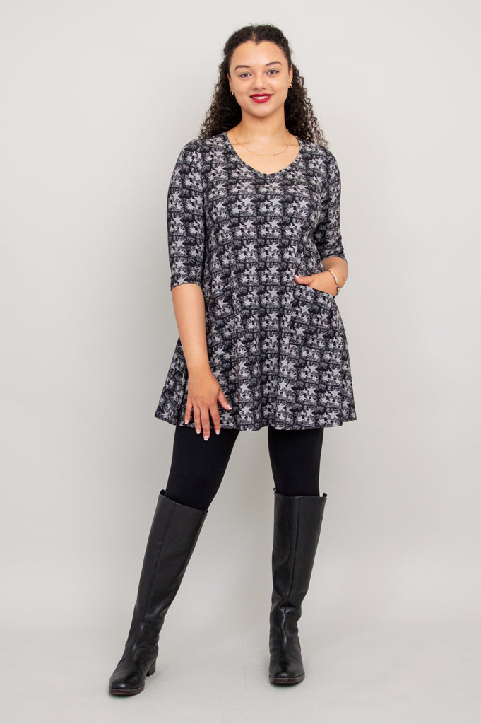 Veronica Tunic, Grey Star, Bamboo - Final Sale