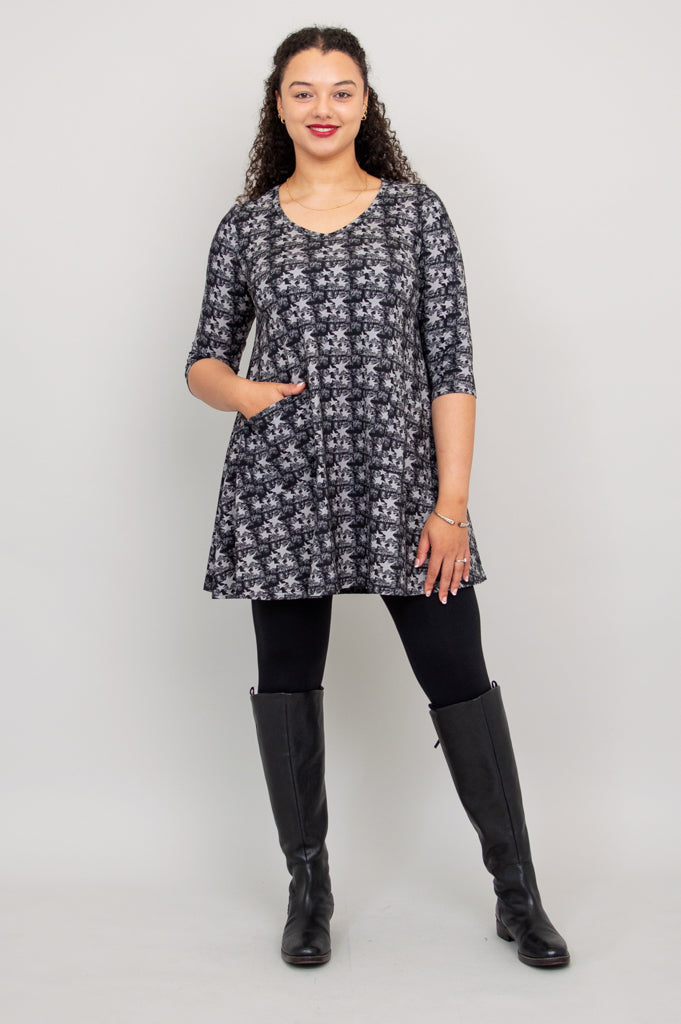 Veronica Tunic, Grey Star, Bamboo - Final Sale