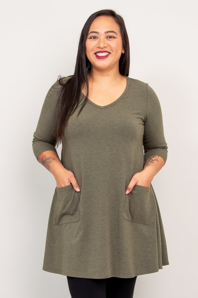 Veronica Tunic, Yarn Dye Khaki, Bamboo - Final Sale