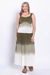 Comfy Skirt, Green Dip-Dye