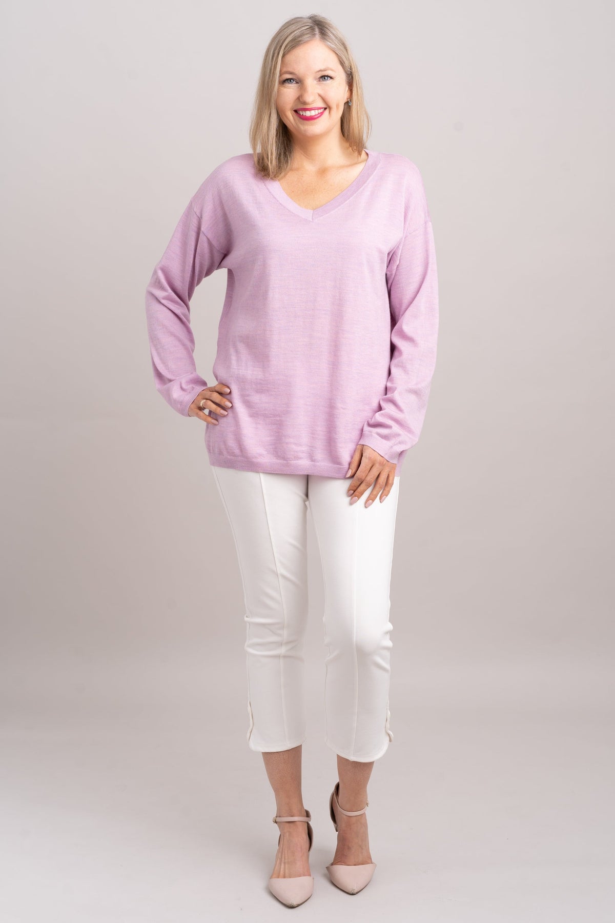 Wishes Sweater, Dusty Rose, 100% Merino Wool