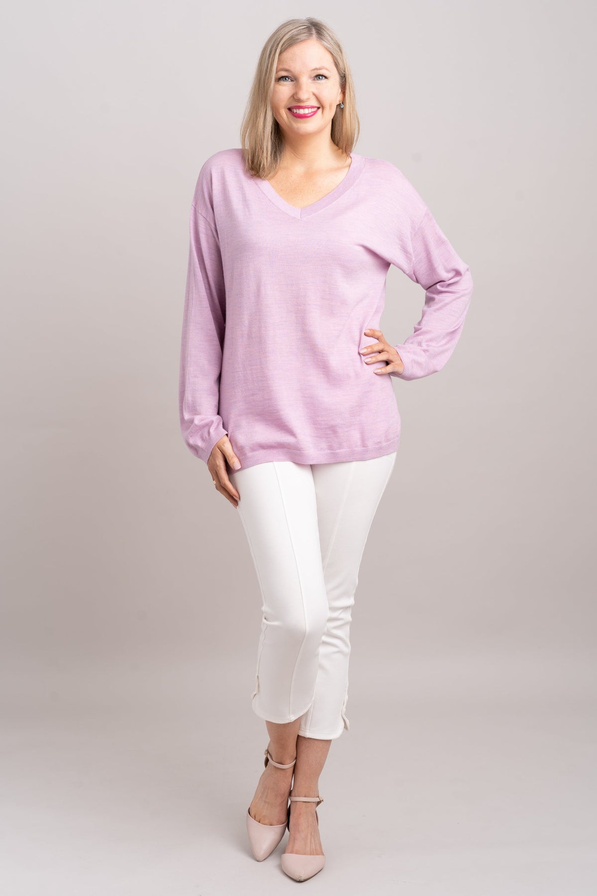 Wishes Sweater, Dusty Rose, 100% Merino Wool