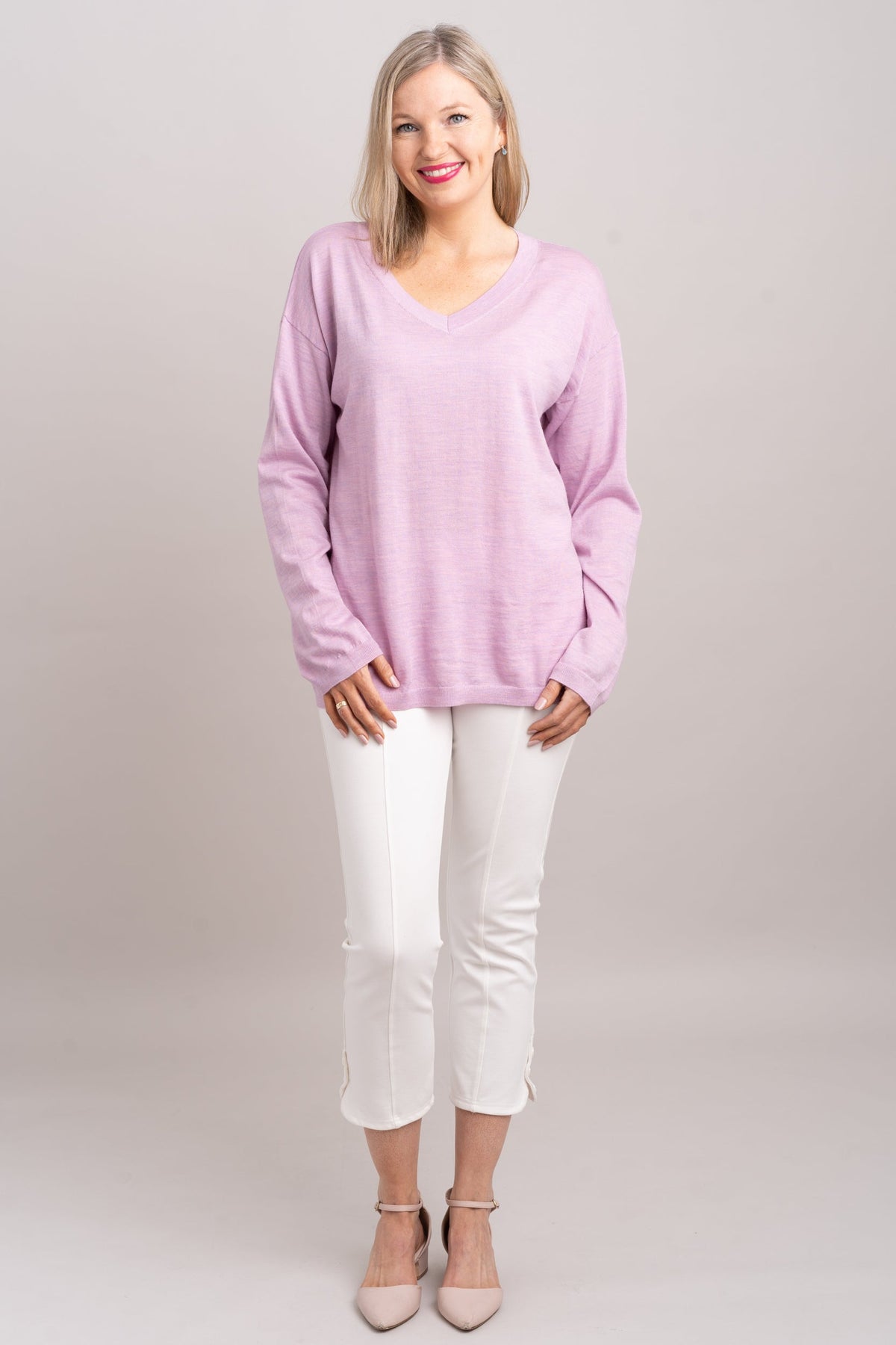 Wishes Sweater, Dusty Rose, 100% Merino Wool