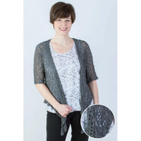 Women's short lightweight 3/4 sleeve sheer popcorn shrug.