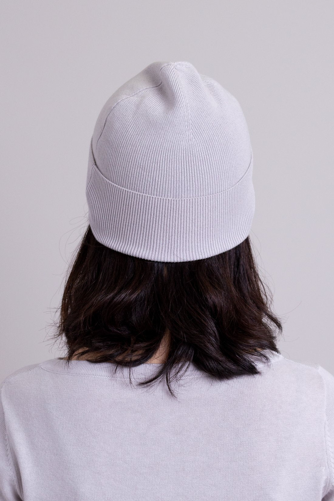 Knit Beanie, Ice Grey, Bamboo Cotton