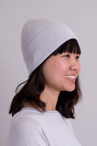 Knit Beanie, Ice Grey, Bamboo Cotton