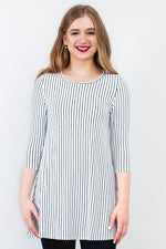 Perfect Tunic, White/Black Small Stripe, Bamboo- Final Sale