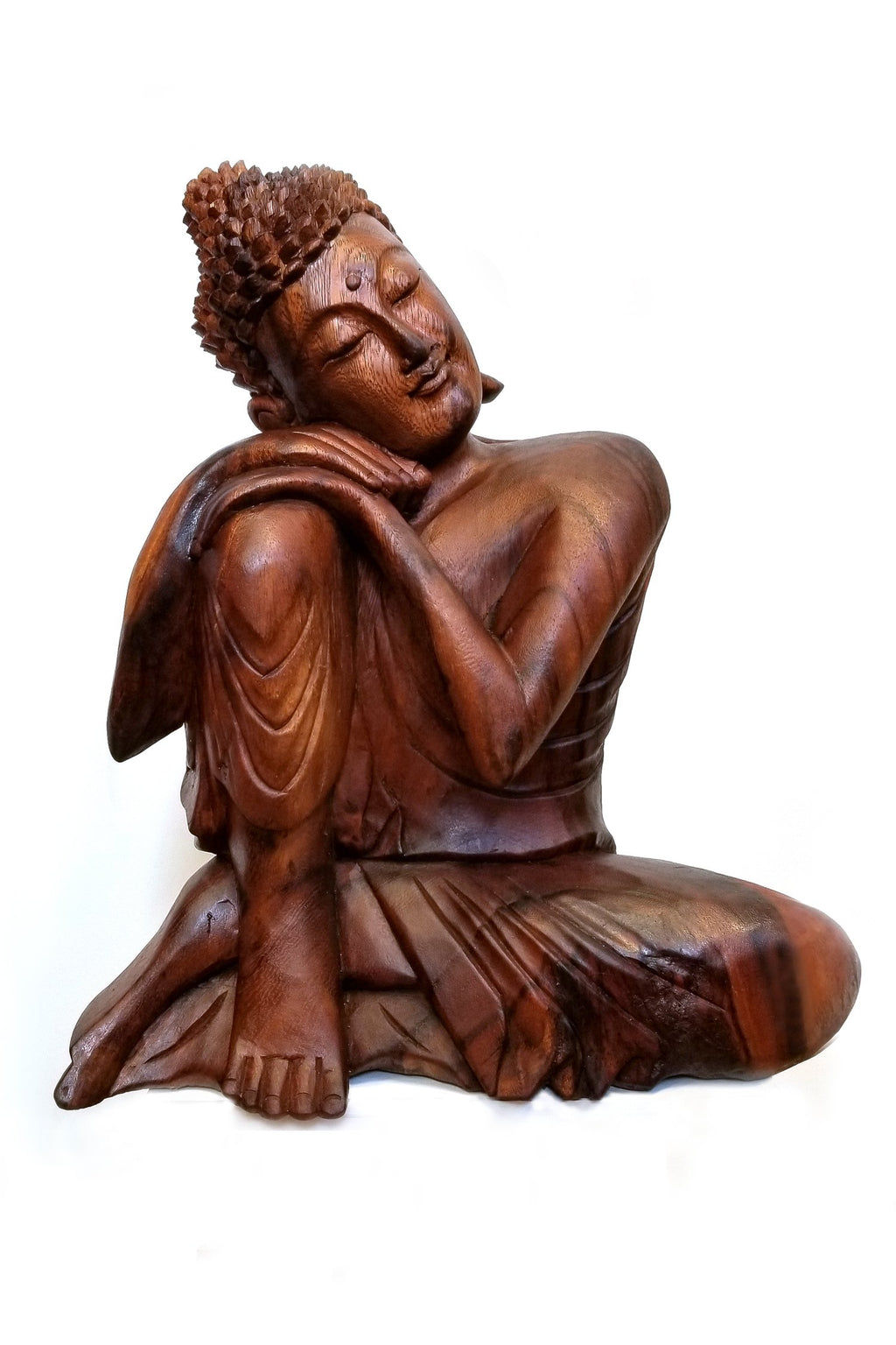 Hand Carved Wood Sculpture - Sitting Buddha