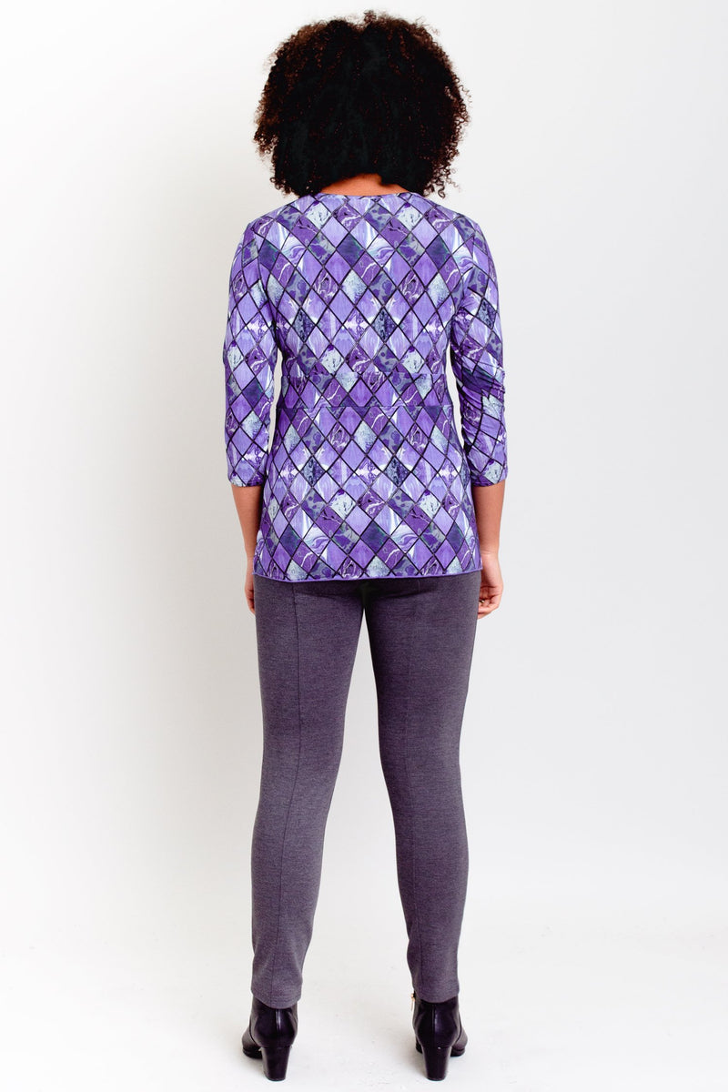 Suzanne Top, Violet Windowpane, Bamboo- Final Sale