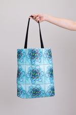 Local Canadian artist blue stained glass tote bag.