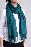 Women's teal blue cozy warm stylish scarf.